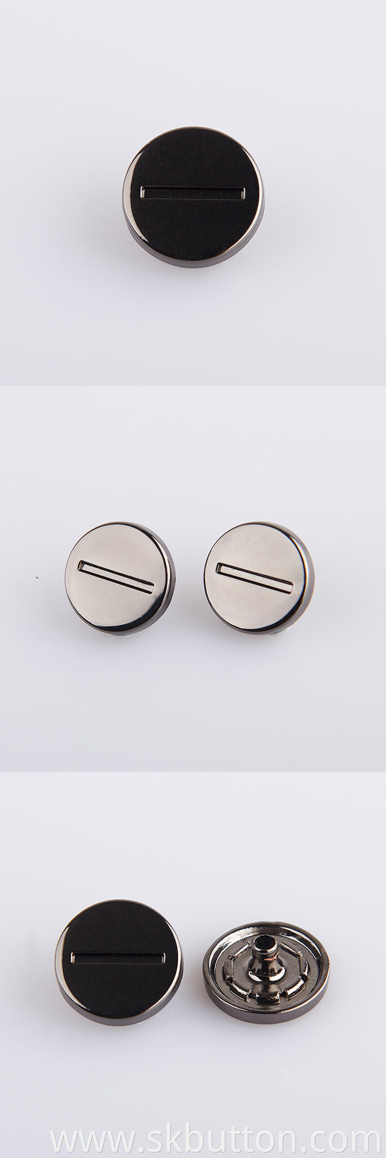 Factory price custom plated black round metal snap button for coat